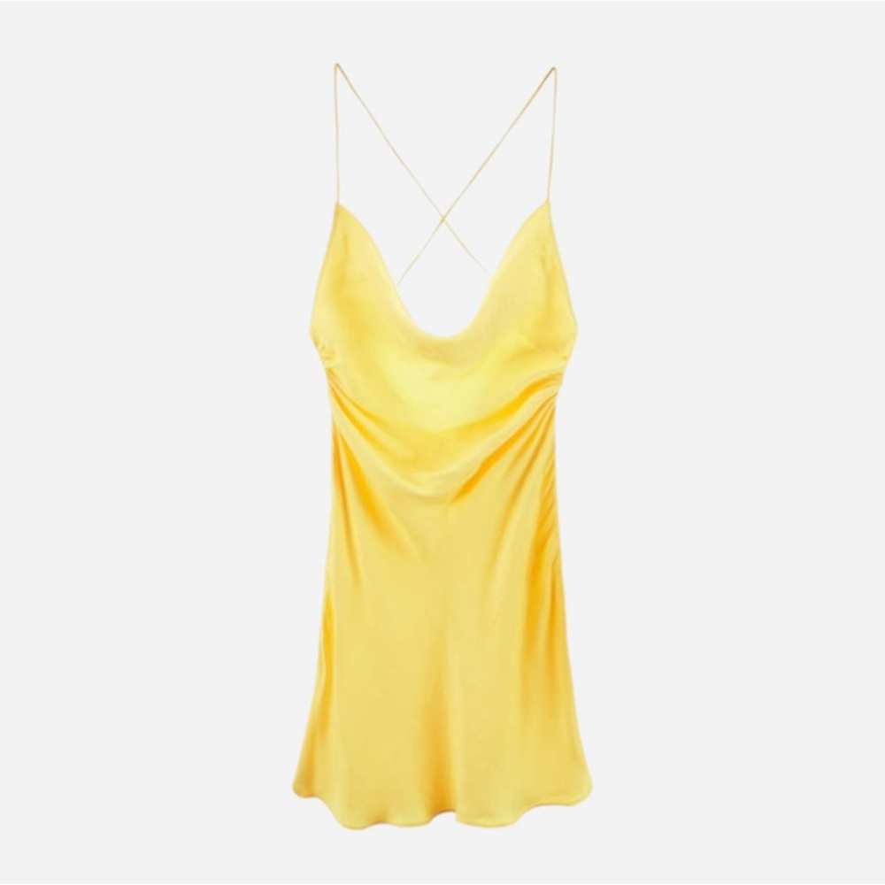 Zara Yellow Midi Slip Dress